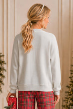 Load image into Gallery viewer, Holiday Plaid Bow Waffle Knit Pullover Top