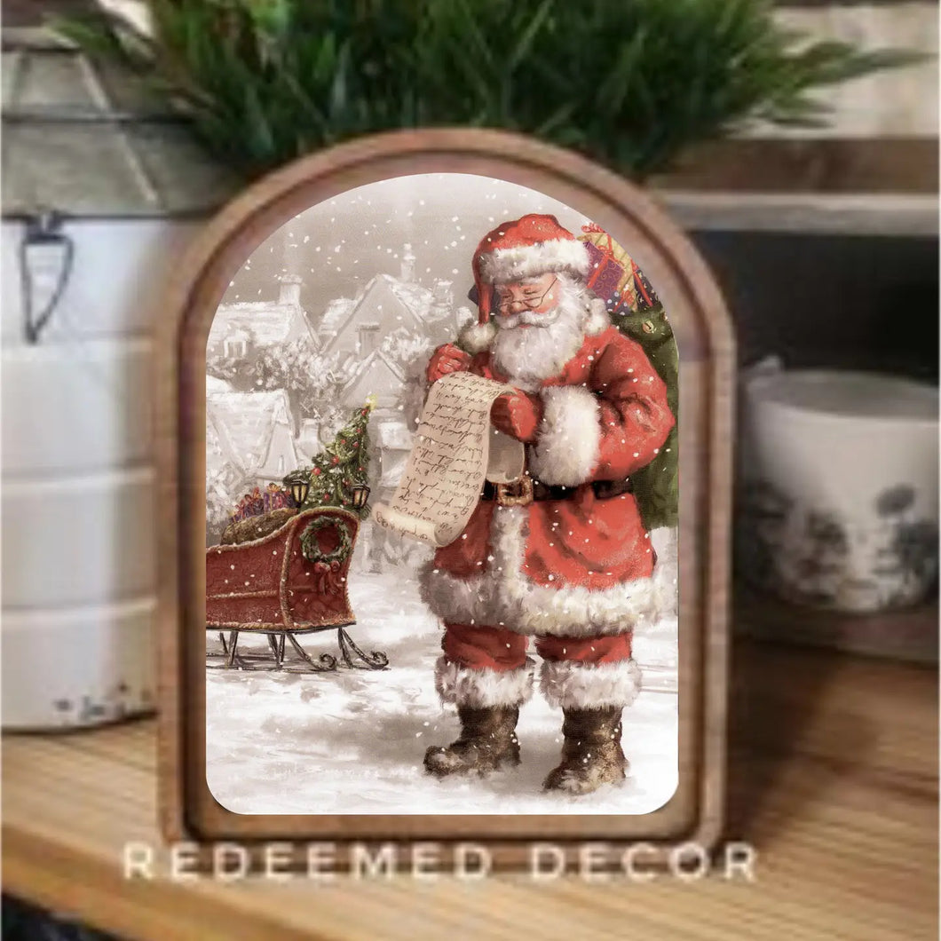 Arch Top Santa List Framed Art