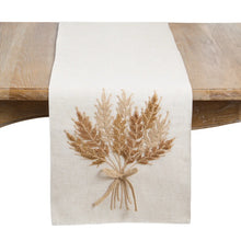 Load image into Gallery viewer, Embroidered Autumn Wheat Linen Blend Table Runner
