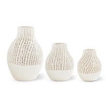 Load image into Gallery viewer, White Ceramic Basket Weave Vase, 3 size options