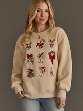 Load image into Gallery viewer, Beige Christmas Graphics Embroidered Sweatshirt