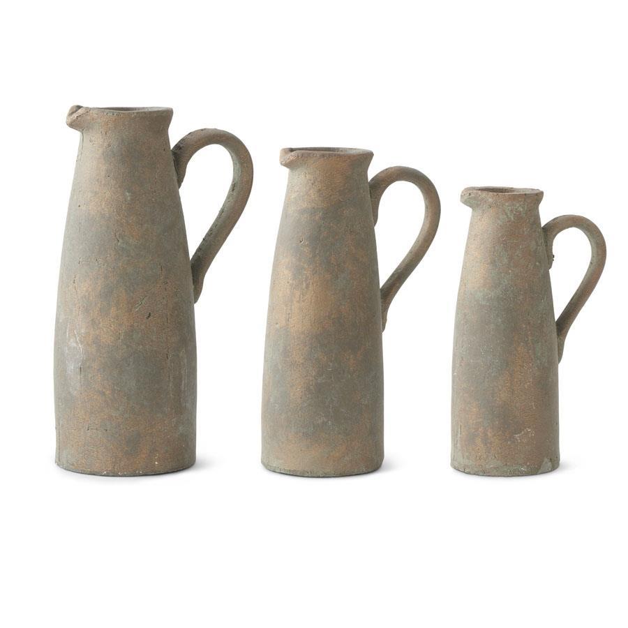 TERRACOTTA PITCHER W/BRONZE GLAZE