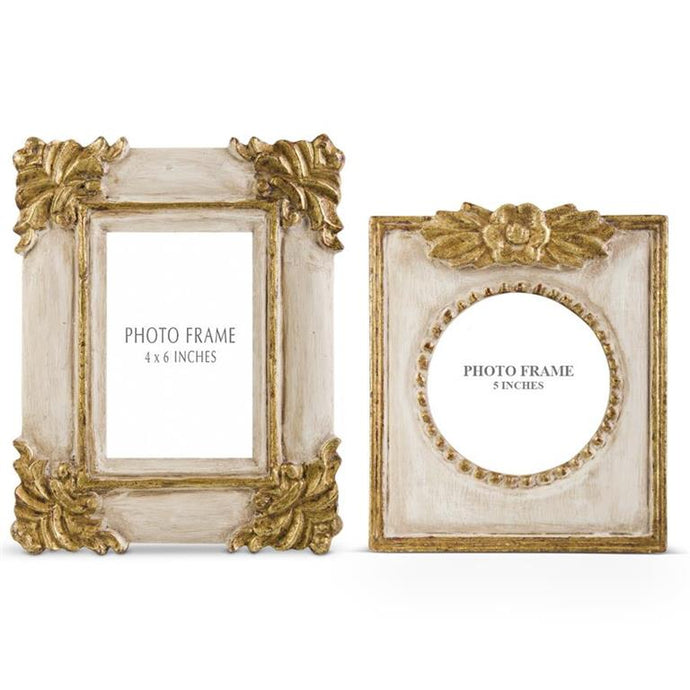 ANTIQUE GOLD AND CREAM ORNATE PHOTO FRAME