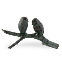 Load image into Gallery viewer, 12.25 Inch Patina Green Resin Birds on Branch