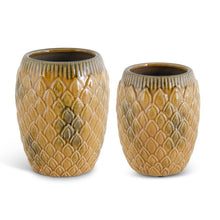 Load image into Gallery viewer, Crackled Butterscotch Ceramic Vases w/Embossed Petals, 2 size options