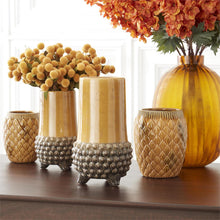Load image into Gallery viewer, Crackled Butterscotch Ceramic Vases w/Embossed Petals, 2 size options