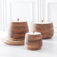 Load image into Gallery viewer, RIBBED MANGO WOOD CANISTERS W/WHITE LID