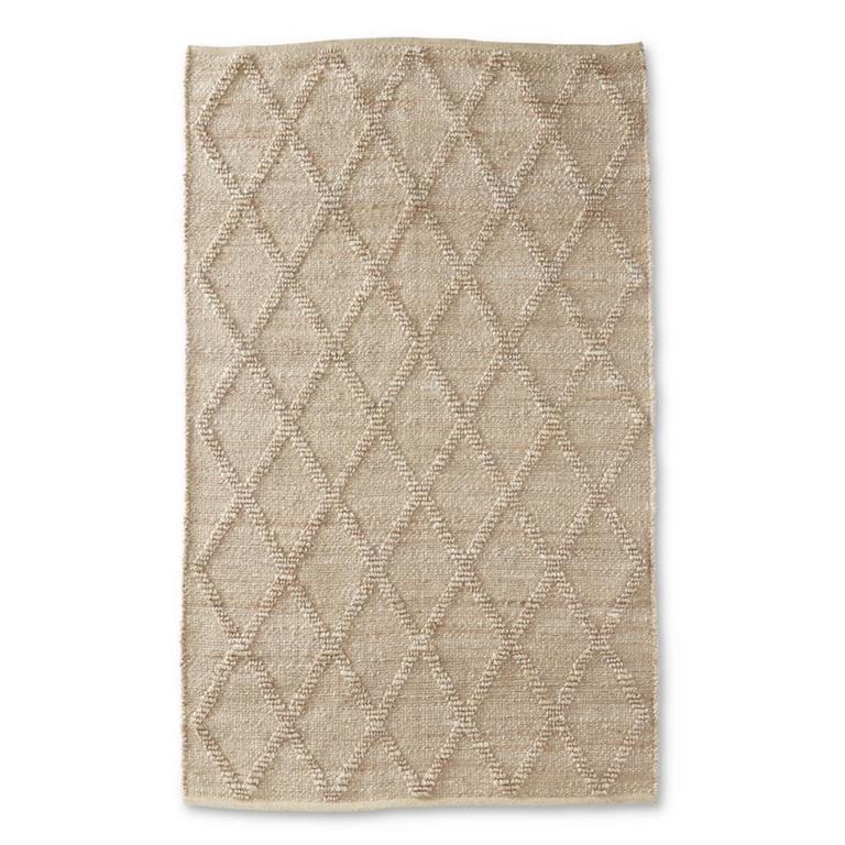 TAN JUTE W/JUTE LOOP DIAMOND SHUTTLE HANDWOVEN RUG (5X8)