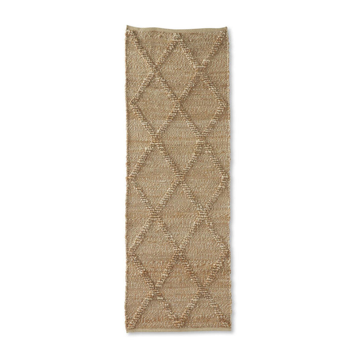 TAN JUTE W/JUTE LOOP DIAMOND SHUTTLE HANDWOVEN RUG RUNNER (2.5X8)