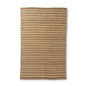 TAN & CREAM JUTE STRIPED SHUTTLE HANDWOVEN RUG (5X8)