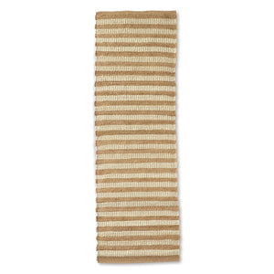 TAN & CREAM JUTE STRIPED SHUTTLE HANDWOVEN RUG RUNNER (2.5X8)