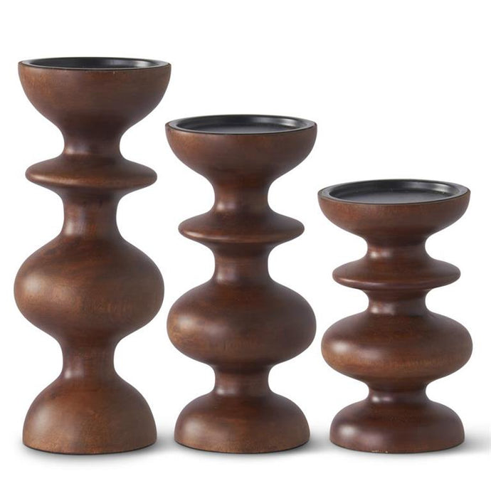 Dark Mango Wood Candleholder, 3 size options