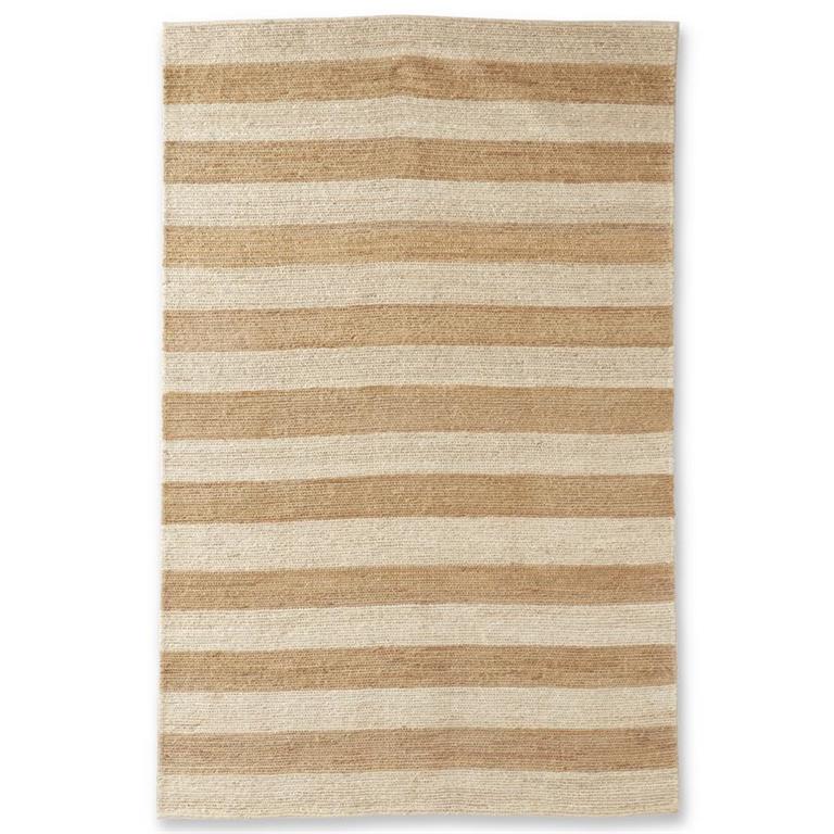 NATURAL & TAN JUTE STRIPED HANDWOVEN RUG (8X10)