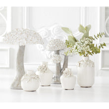 Load image into Gallery viewer, White Ceramic Vase w/Raised Flowers, 4 size options