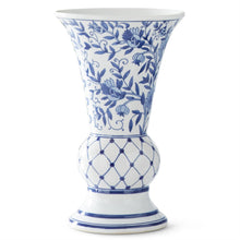 Load image into Gallery viewer, BLUE &amp; WHITE FLUTED CHINOISERIE VASE