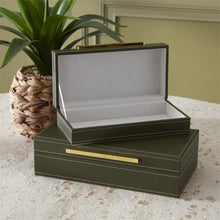 Load image into Gallery viewer, Green Vegan Leather Felt Lined Hinged Nesting Box,  2 size options