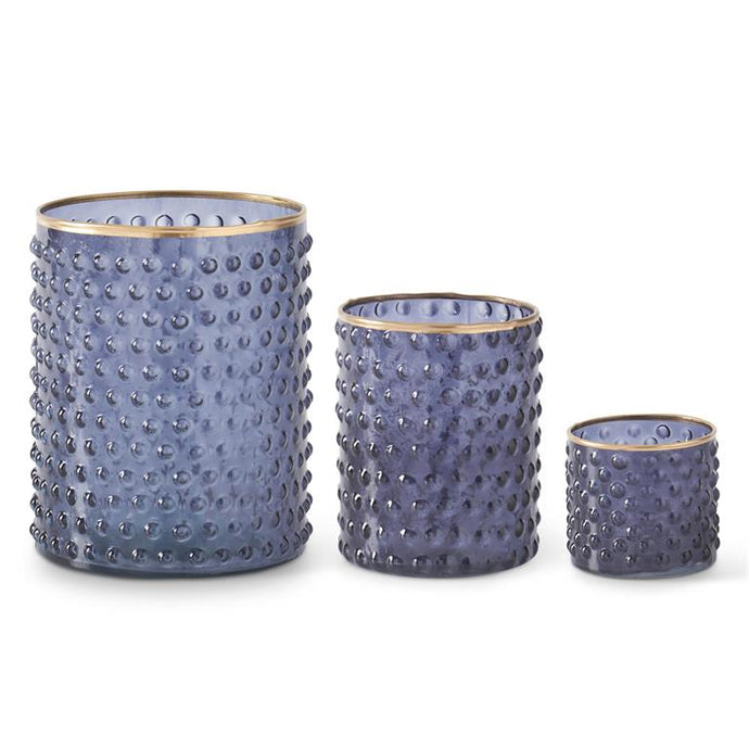 BLUE DOT EMBOSSED CONTAINERS W/GOLD PAINTED RIM