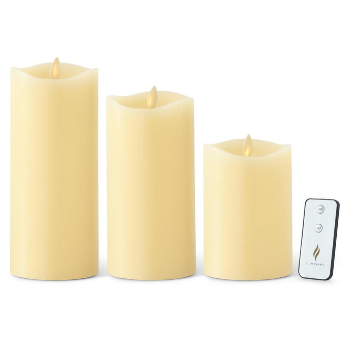 Ivory Wax Luminara Tall Indoor Pillar Candles, 3 size options
