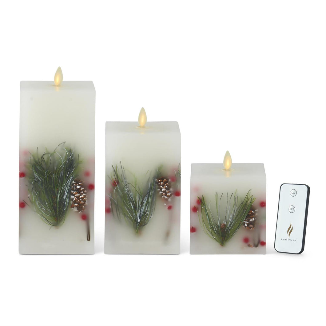 WHITE WAX BERRY & PINE INDOOR SQUARE LUMINARA CANDLE