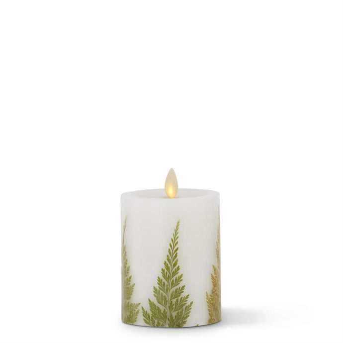 WHITE WAX FERN INDOOR PILLAR LUMINARA CANDLE