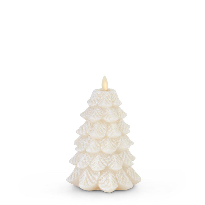 WHITE WAX SNOWY TREE LUMINARA INDOOR CANDLE