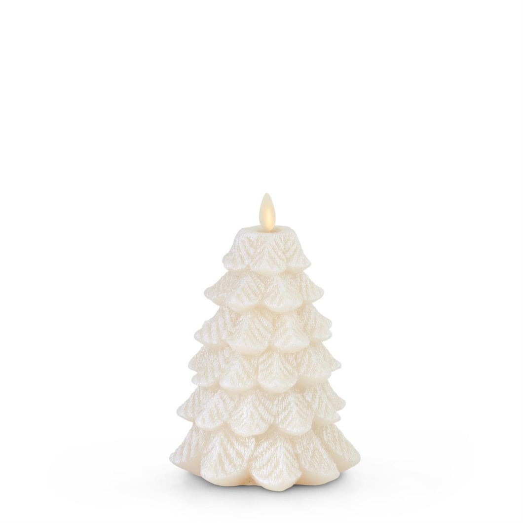 WHITE WAX SNOWY TREE LUMINARA INDOOR CANDLE