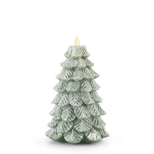 GREEN WAX SNOWY TREE LUMINARA INDOOR CANDLE