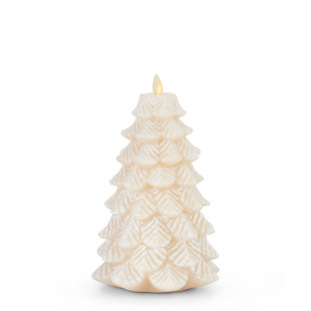 WHITE WAX SNOWY TREE LUMINARA INDOOR CANDLE