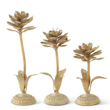 Load image into Gallery viewer, Gold Whitewashed Metal Flower, 3 SIZE OPTIONS
