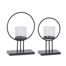 Load image into Gallery viewer, Black Metal Ring Candleholder, 2 size options
