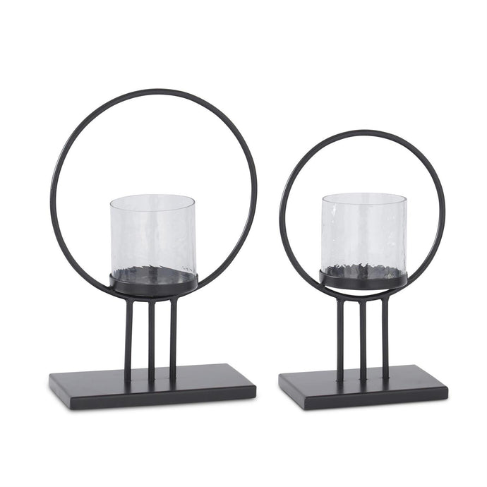Black Metal Ring Candleholder, 2 size options