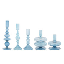 Load image into Gallery viewer, HANDMADE BLUE GLASS MODERN TAPER CANDLEHOLDER