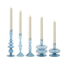 Load image into Gallery viewer, HANDMADE BLUE GLASS MODERN TAPER CANDLEHOLDER