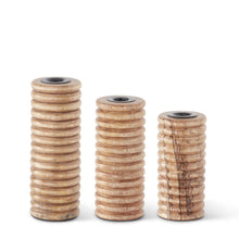 Load image into Gallery viewer, Ribbed Wood Column Taper Candleholder, 3 size options
