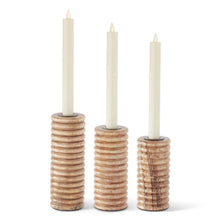 Load image into Gallery viewer, Ribbed Wood Column Taper Candleholder, 3 size options