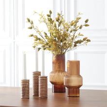 Load image into Gallery viewer, Ribbed Wood Column Taper Candleholder, 3 size options