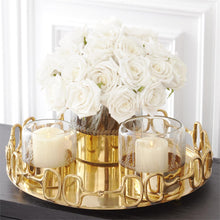 Load image into Gallery viewer, GOLD GILDED &amp; CLEAR ETCHED GLASS JAR