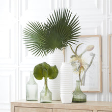 Load image into Gallery viewer, Transparent Green Glass Vertical Ribbed Vase, 3 size options