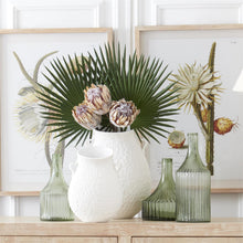 Load image into Gallery viewer, Transparent Green Glass Vertical Ribbed Vase, 3 size options