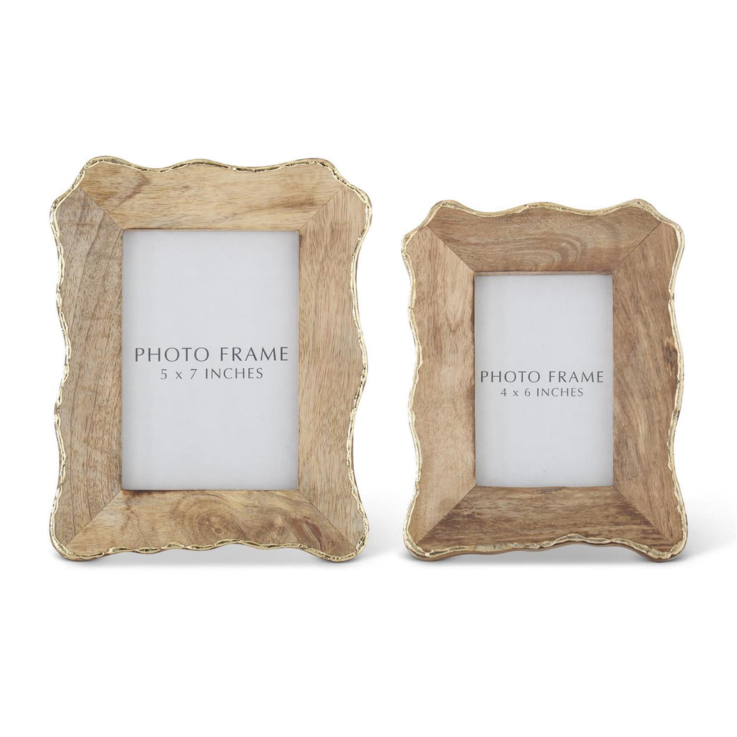 SCALLOPED EDGE MANGO WOOD PHOTO FRAMES W/GOLD EDGE