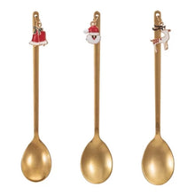 Load image into Gallery viewer, Stainless Steel Spoon w/ Holiday Charm, Gold Finish, 3 Styles