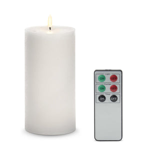 7.75 Inch White LED Wax Pillar Candle w/Timer & Remote