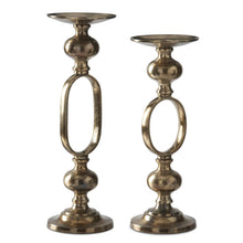 Load image into Gallery viewer, Gold Metal Oval Pillar Candleholder, 2 size options