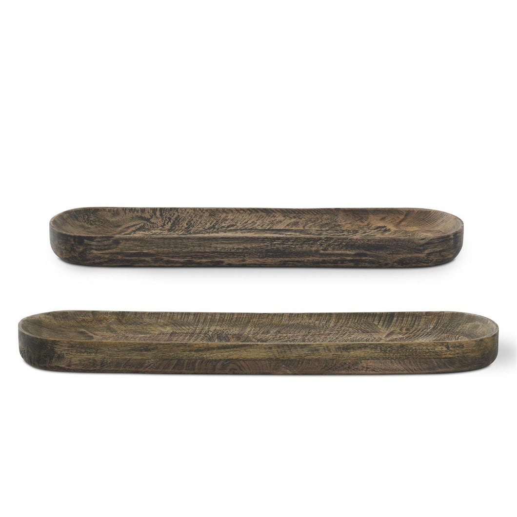 Handcrafted Oblong Mango Wood Tray, 2 size options