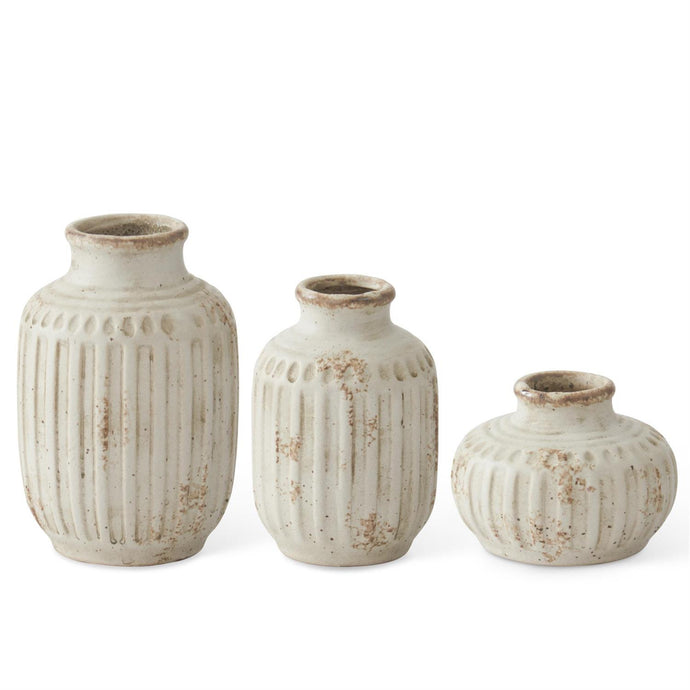 Weathered Cream Ceramic Bud Vase, 3 size options