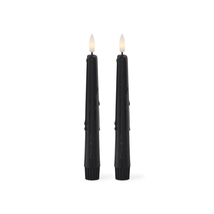 8 Inch Black LED Drip Taper Candles w/Timer