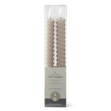Load image into Gallery viewer, Set of 2 9.75 Inch Taupe Spiral LED Taper Candles w/Timer