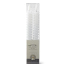 Load image into Gallery viewer, 9.75 Inch White Spiral LED Taper Candles w/Timer