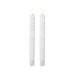 9.75 Inch White Spiral LED Taper Candles w/Timer