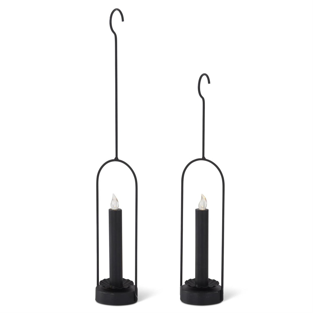 Hanging Black LED Taper Candleholder w/Timer, 2 size options